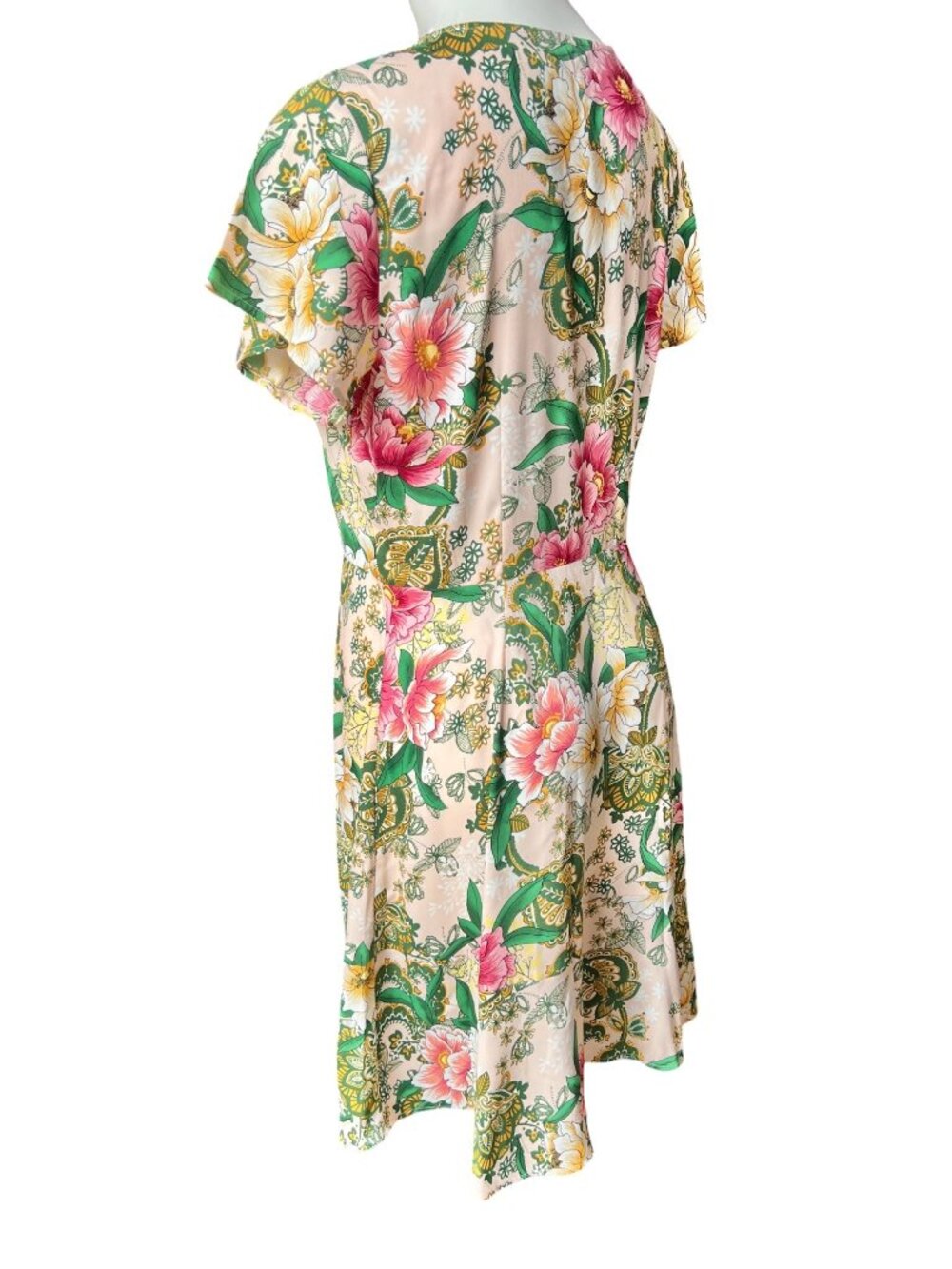 Loft Women's Size 8 Camelia Garden Floral Button-Up Dress 7.5" Ruffle Hem - Picture 4 of 10